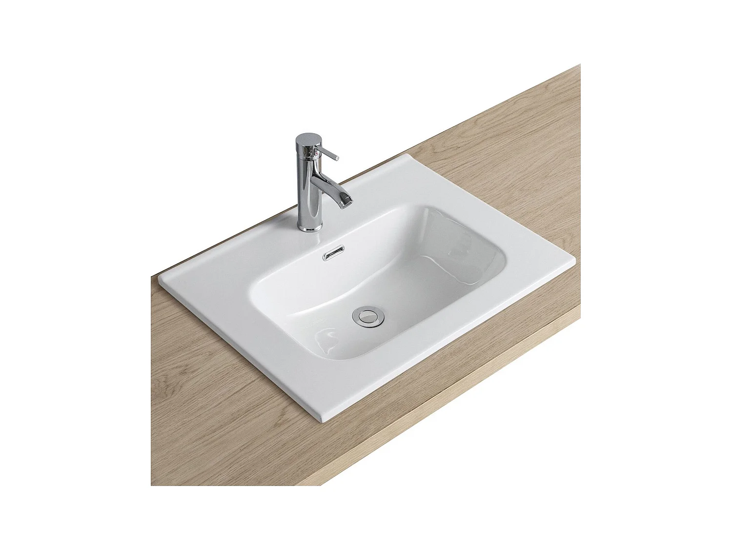 Vasque rectangulaire à encastrer en céramique blanche 61,5 x 46,5 cm ILA