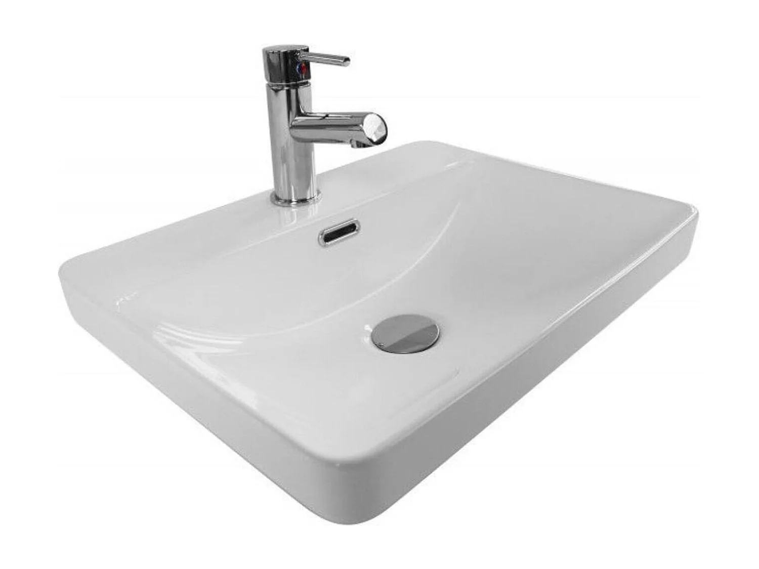 Vasque à encastrer rectangle en céramique blanche 48x37cm