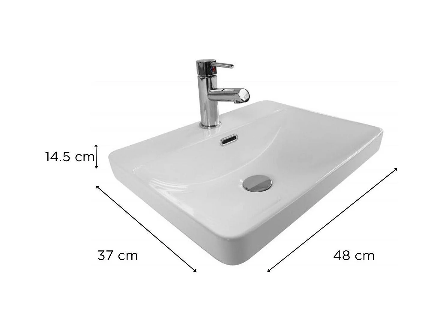 Vasque à encastrer rectangle en céramique blanche 48x37cm