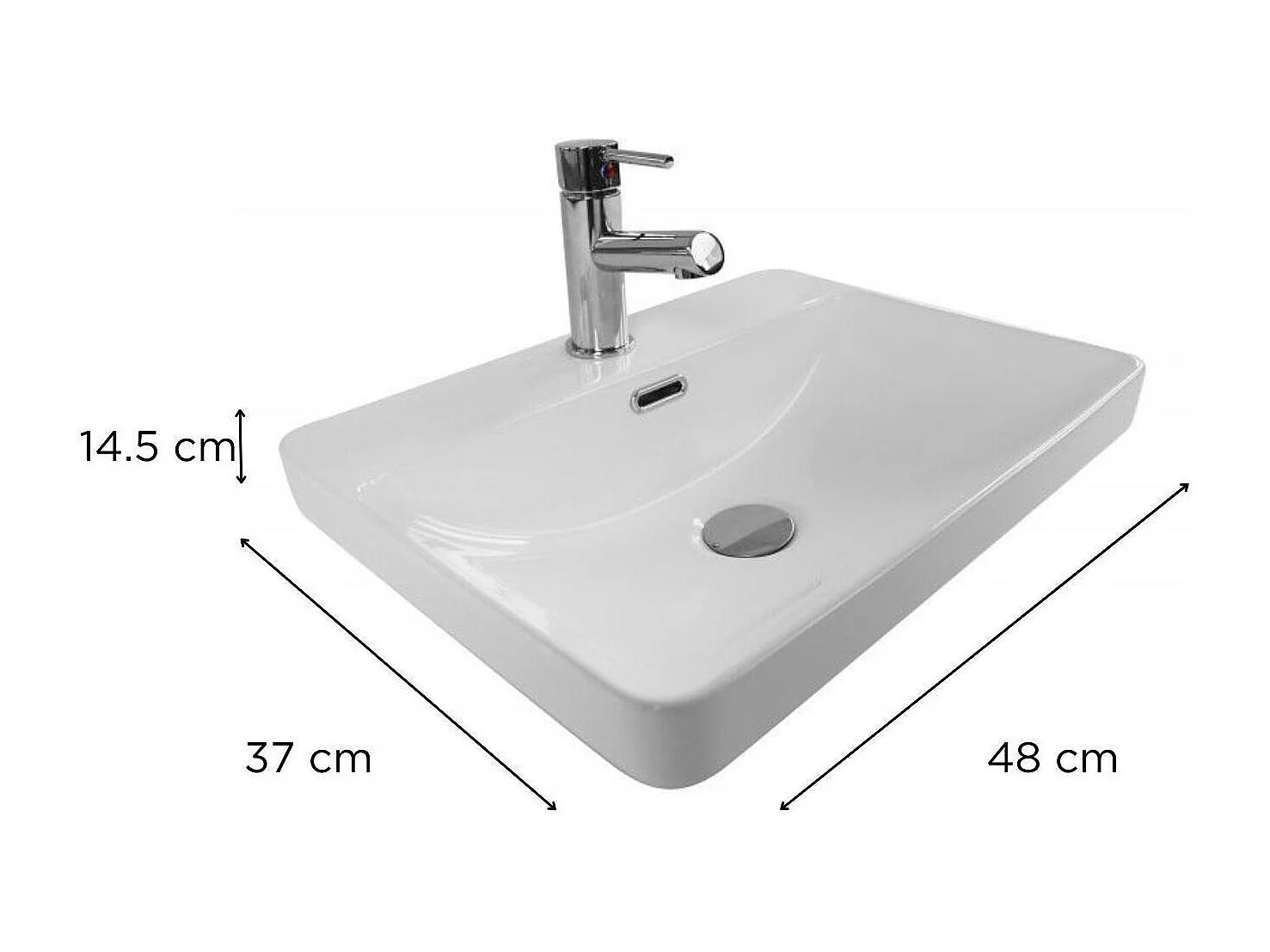 Vasque à encastrer rectangle en céramique blanche 48x37cm