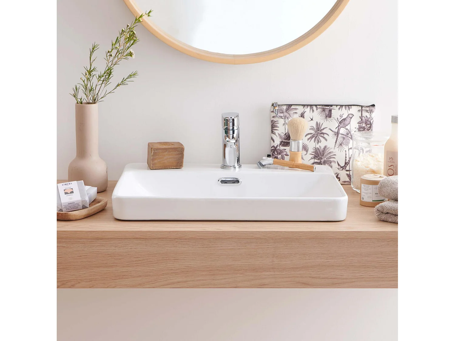 Vasque à encastrer rectangle en céramique blanche 48x37cm