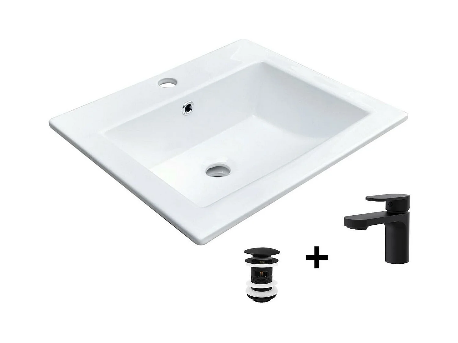 Lavello rettangolare da incasso 50x43cm + rubinetto + piletta LINA