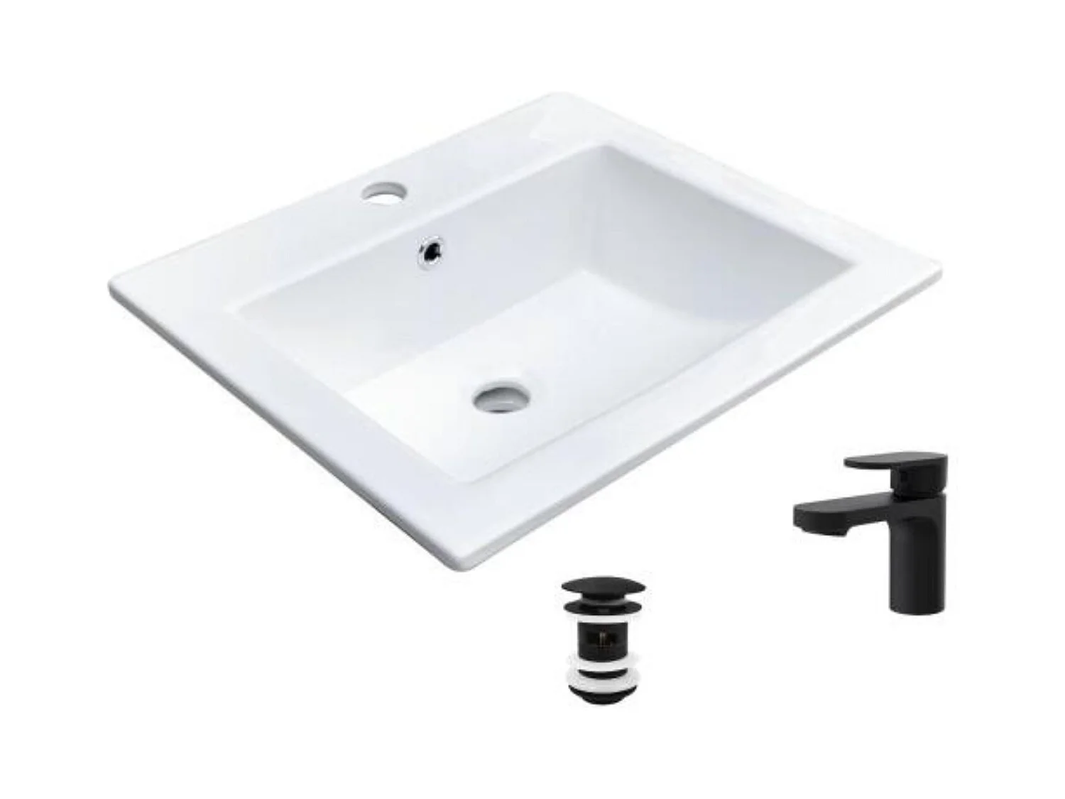 Lavello rettangolare da incasso 50x43cm + rubinetto + piletta LINA