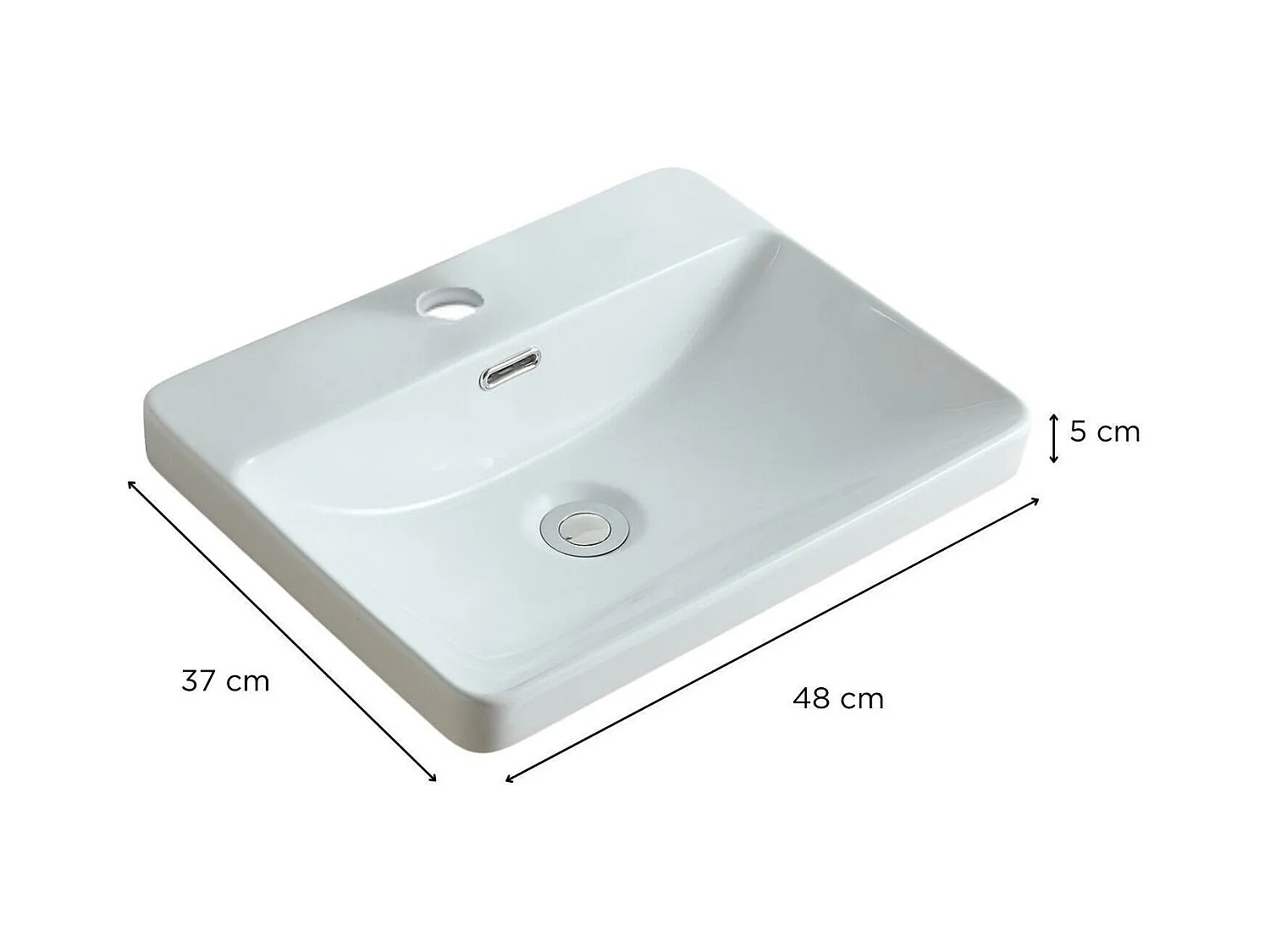Lavabo encastrado 48x37cm + grifo + válvula LEA