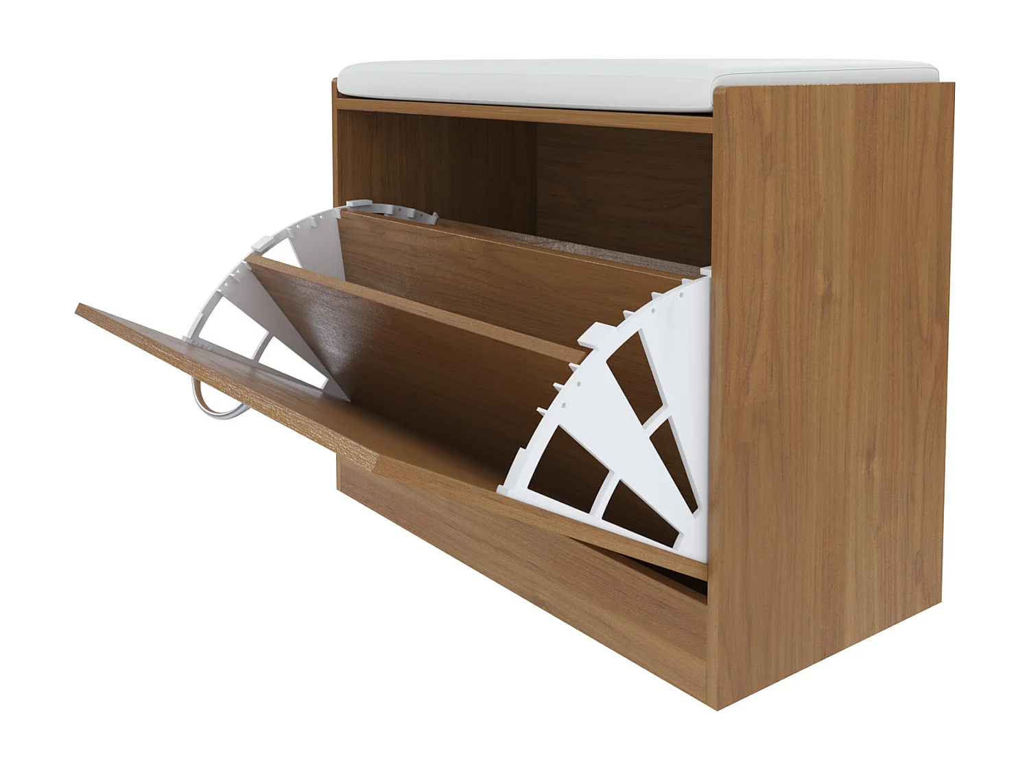 Panca Scarpiera Da Ingresso Salvaspazio Cuscino Anta Ribalta Seduta Imbottita In Ecopelle Soggiorno Casa Camera Ufficio 60 x 30 x 48 Cm Noce