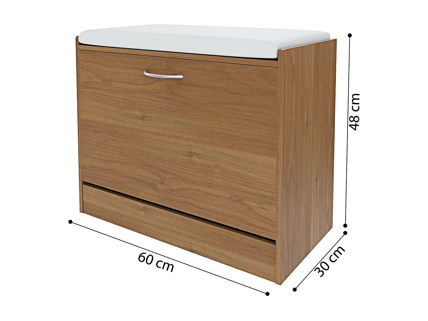 Panca Scarpiera Da Ingresso Salvaspazio Cuscino Anta Ribalta Seduta Imbottita In Ecopelle Soggiorno Casa Camera Ufficio 60 x 30 x 48 Cm Noce