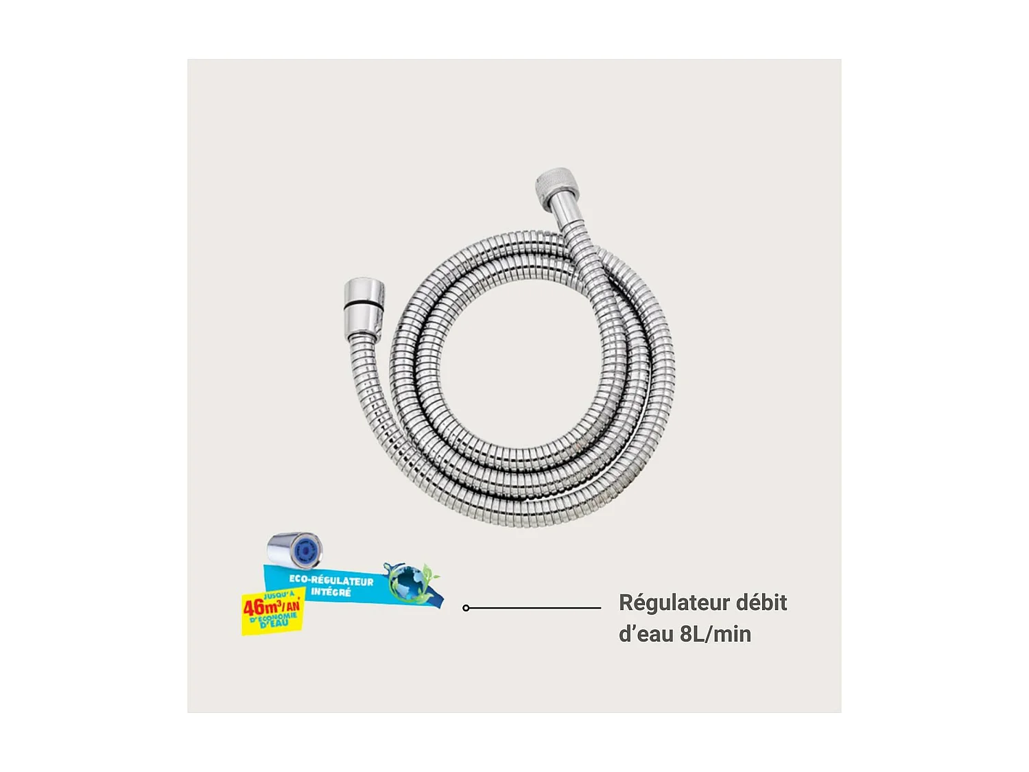 Flexible en acier inoxydable chromé 150-200cm