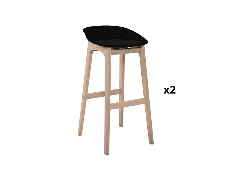 Conjunto de bancos altos RIVA carvalho 75 cm com assento de plástico