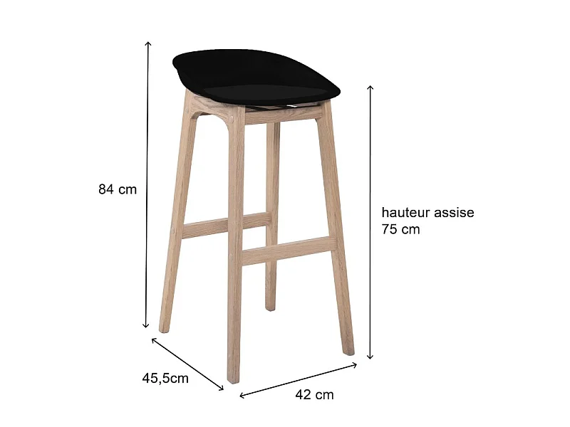 Conjunto de bancos altos RIVA carvalho 75 cm com assento de plástico