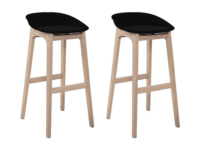 Set di sgabelli da bar RIVA in rovere da 75 cm con seduta in plastica