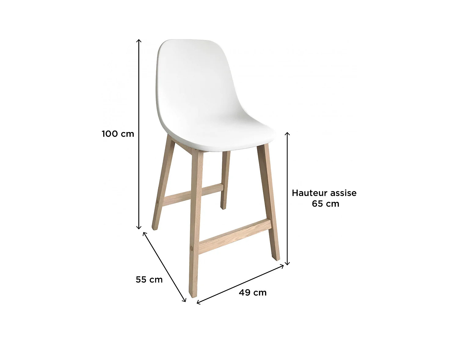 Set aus Insel- und Barstühlen aus Eiche mit 65 cm Kunststoffsitzfläche ELIOS
