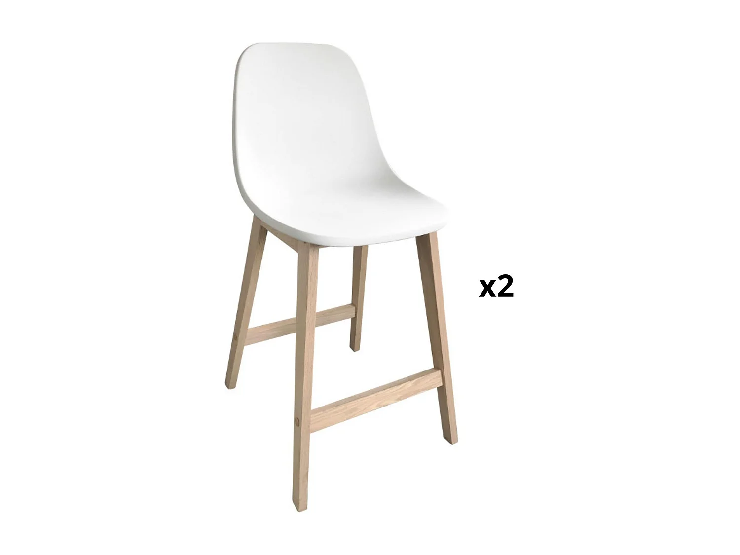 Set aus Insel- und Barstühlen aus Eiche mit 65 cm Kunststoffsitzfläche ELIOS