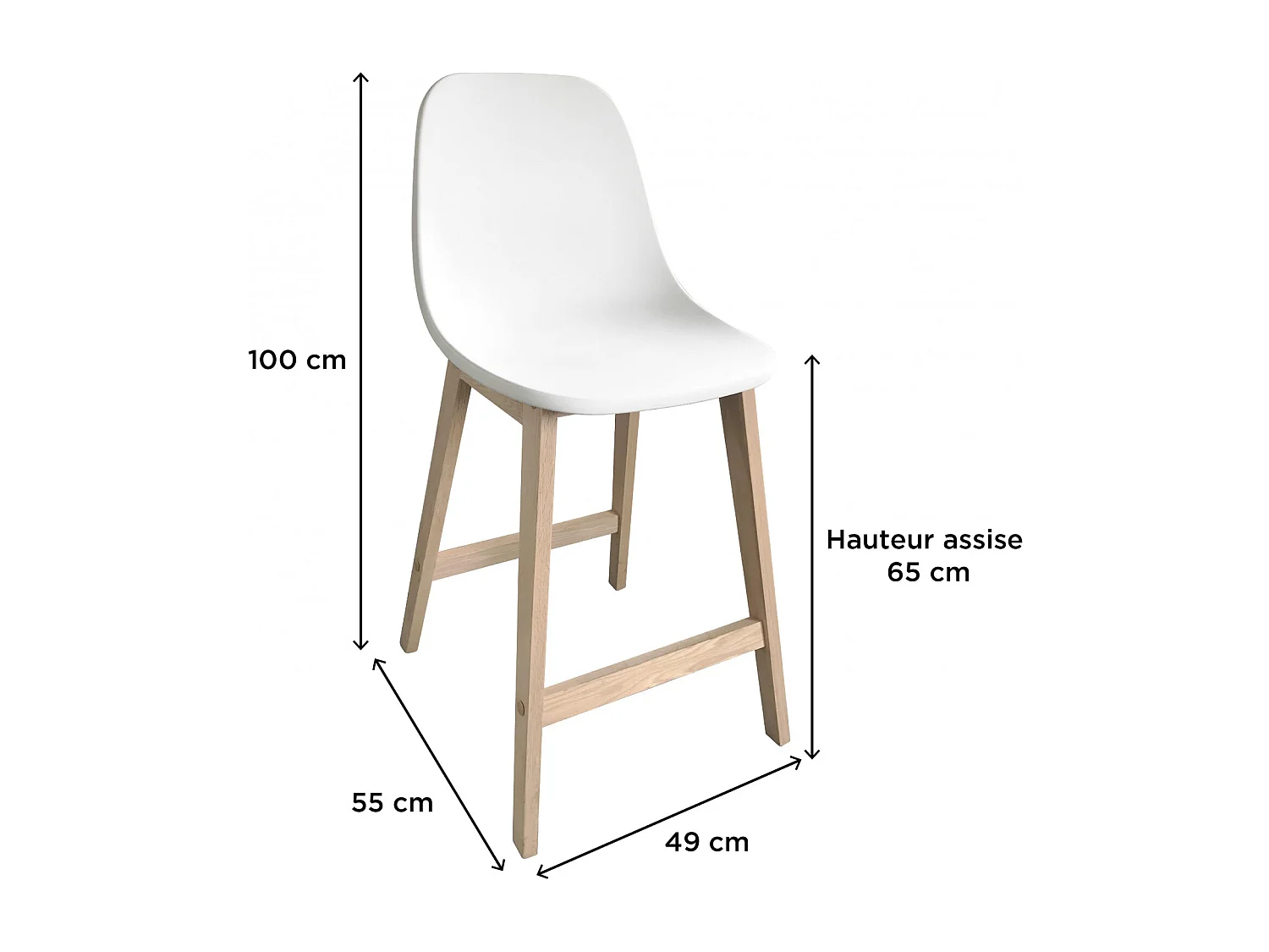 Set aus Insel- und Barstühlen aus Eiche mit 65 cm Kunststoffsitzfläche ELIOS