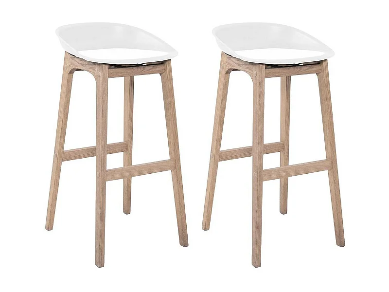 Set di sgabelli da bar RIVA in rovere da 75 cm con seduta in plastica