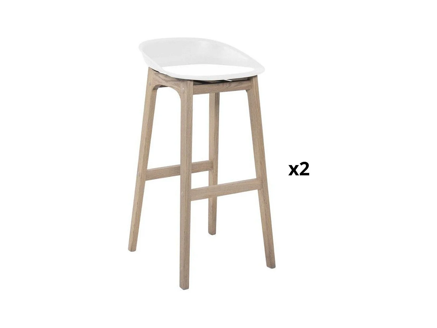 Lot de tabourets de bar en chêne et assise plastique H75cm