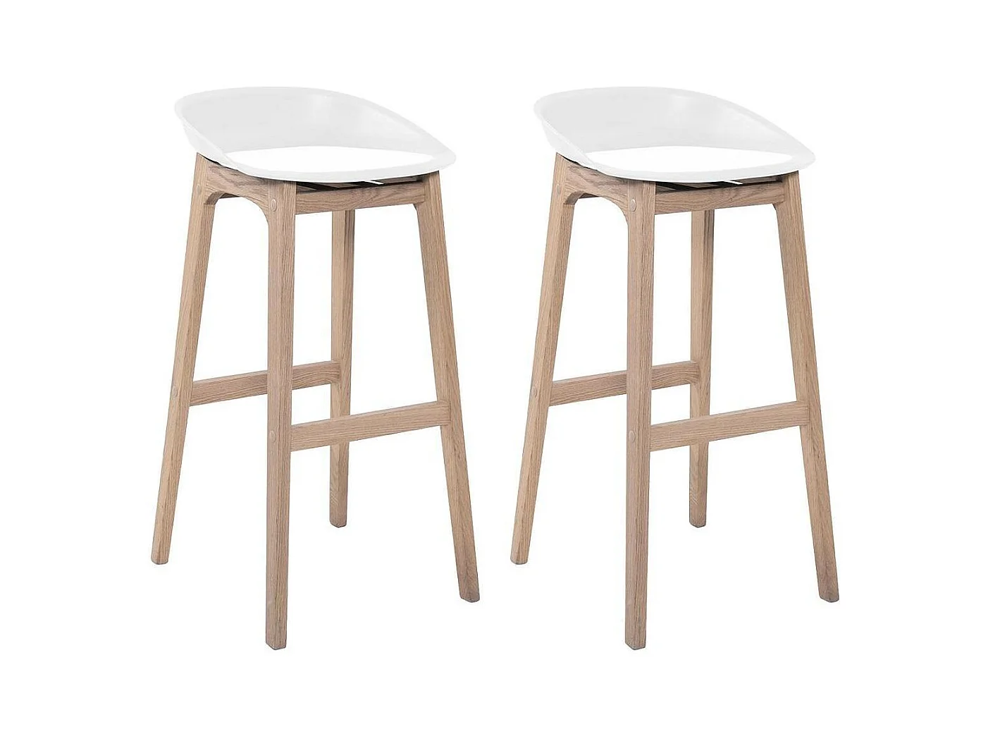 Conjunto de taburetes de bar RIVA de roble de 75 cm con asiento de plástico