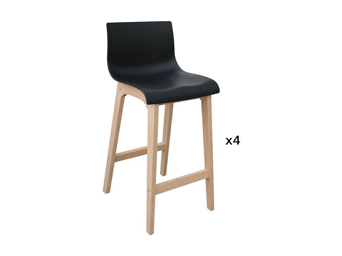Lot de tabourets de bar et d'îlot en chêne et assise plastique H65cm