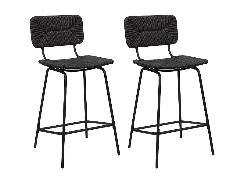 Set aus Metallinsel und Barhockern mit Rattansitz 65cm NEMA