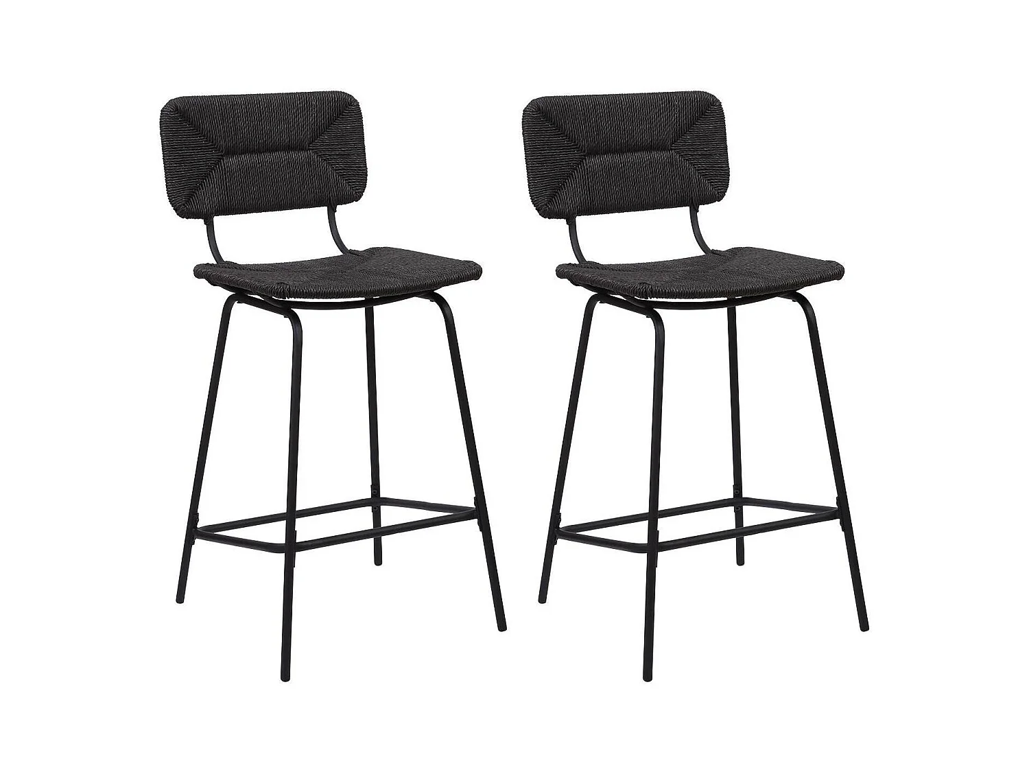 Conjunto de taburetes de bar de metal con asiento de ratán 65cm NEMA
