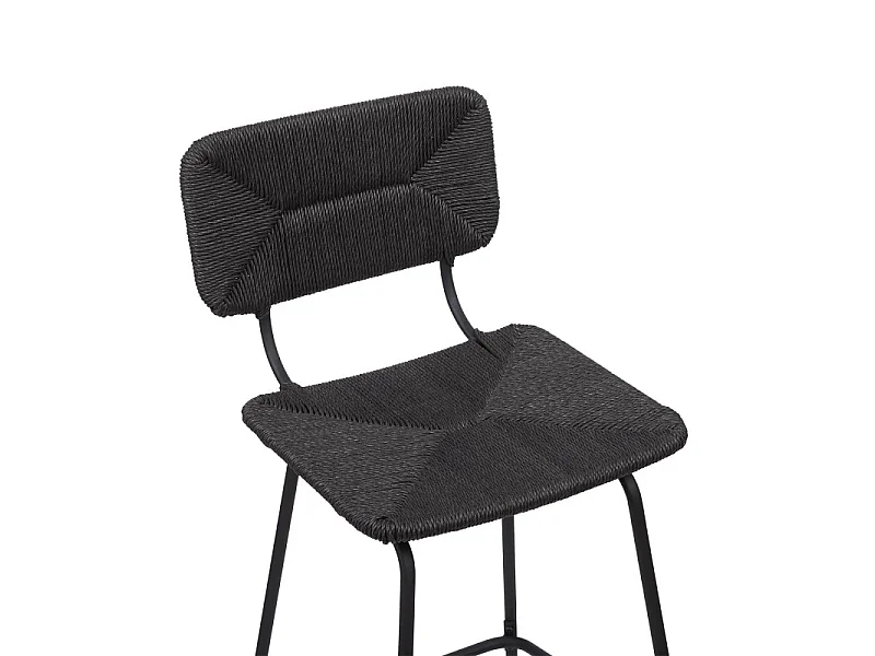 Conjunto de bancos altos de metal com assento de vime 65cm NEMA