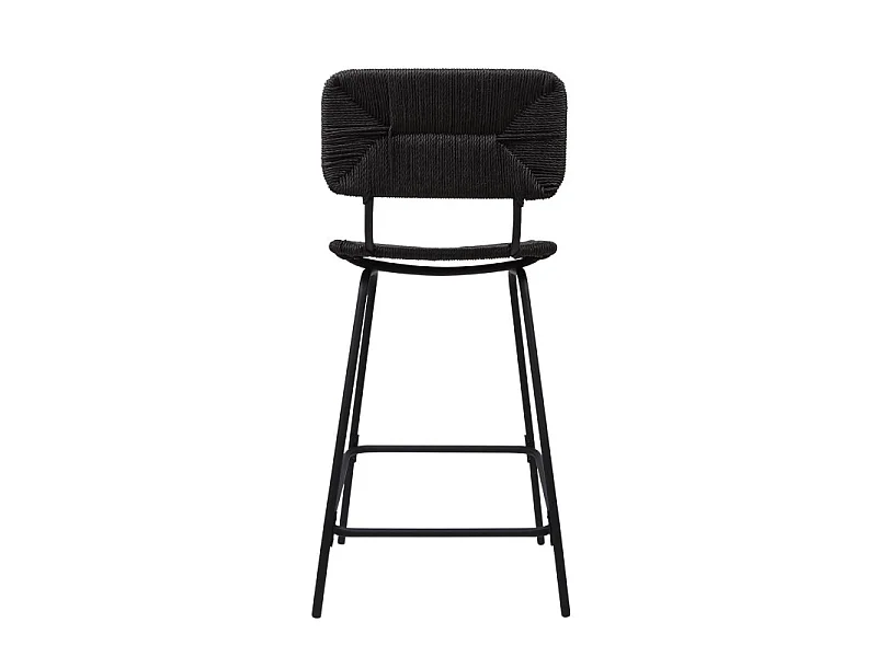 Conjunto de bancos altos de metal com assento de vime 65cm NEMA