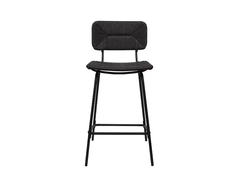 Conjunto de bancos altos de metal com assento de vime 65cm NEMA