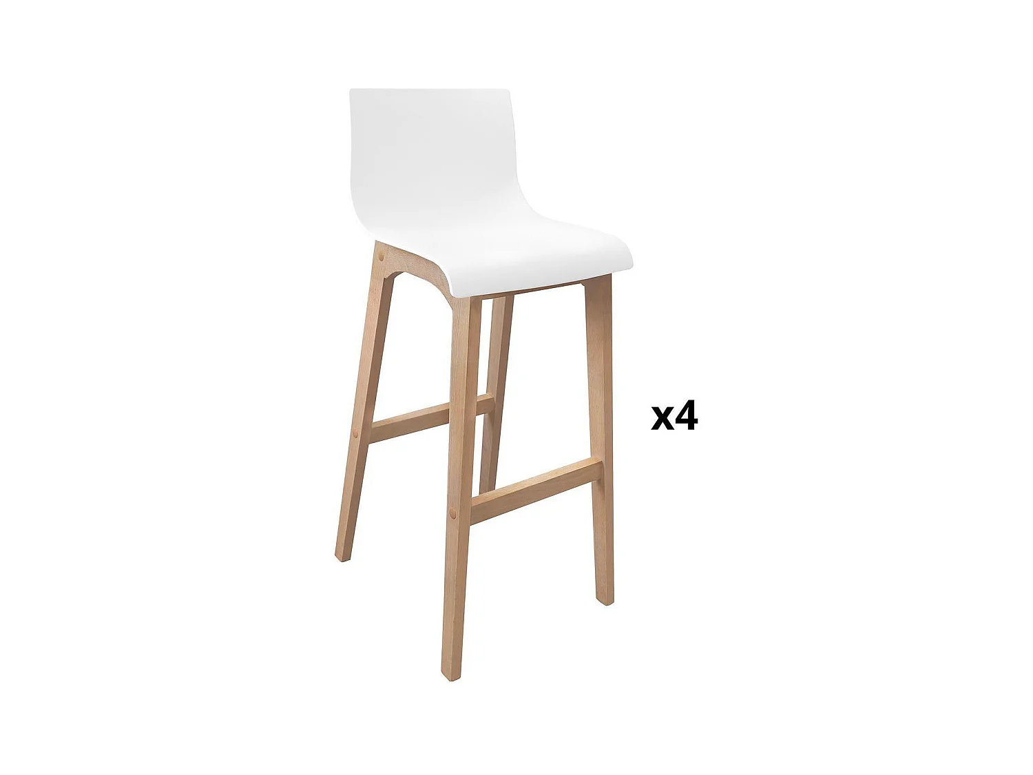 75 cm TANNA Barhocker aus Eiche mit weißem Kunststoffsitz