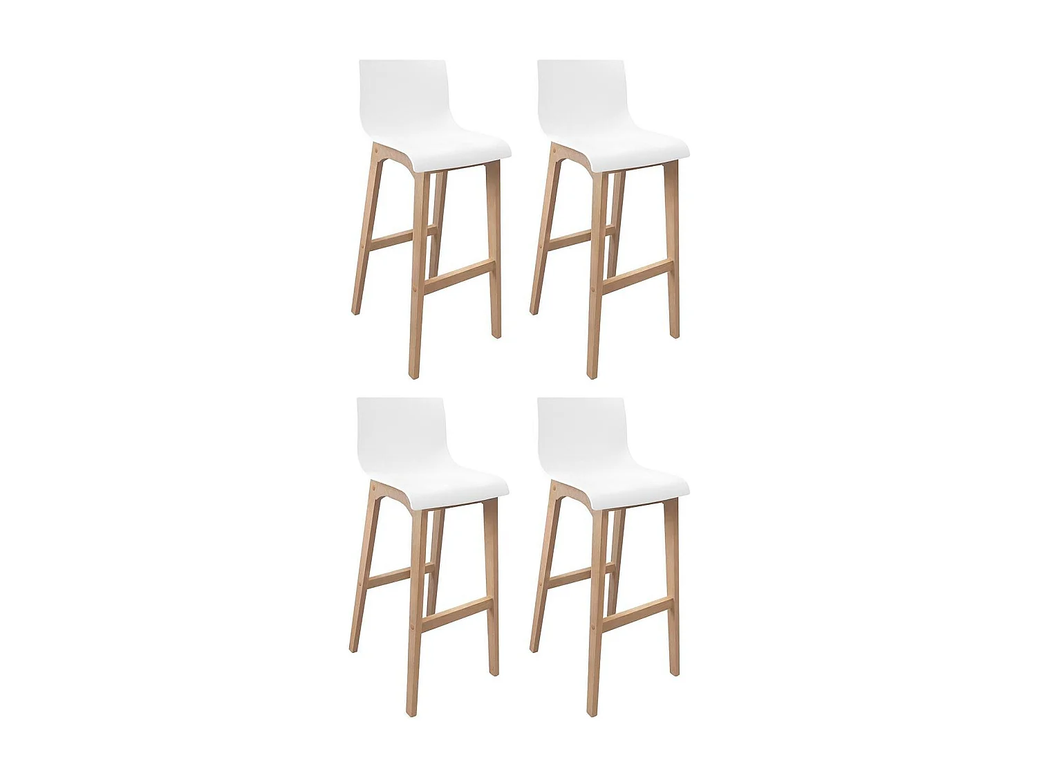 75 cm TANNA Barhocker aus Eiche mit weißem Kunststoffsitz
