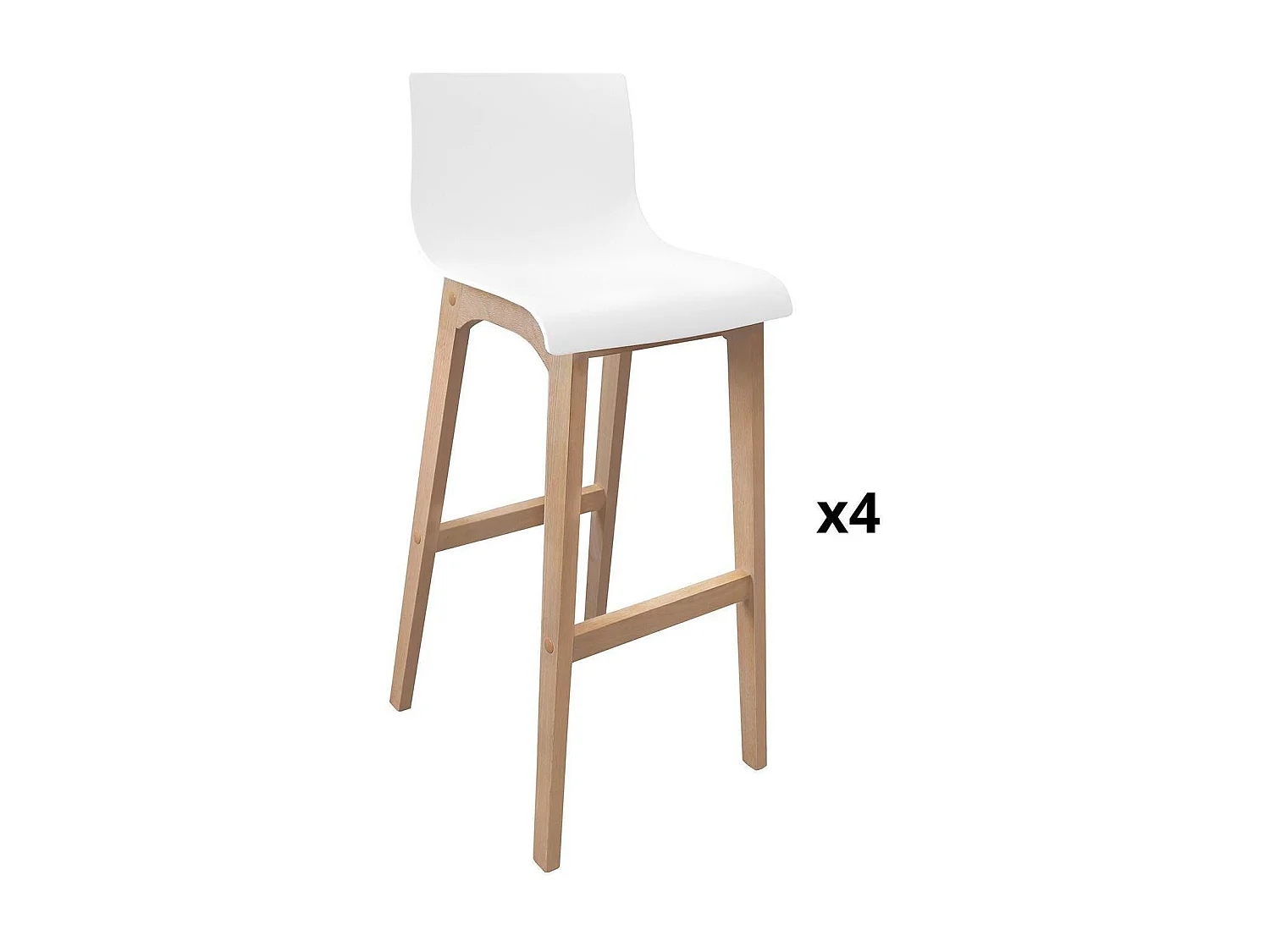 75 cm TANNA Barhocker aus Eiche mit weißem Kunststoffsitz
