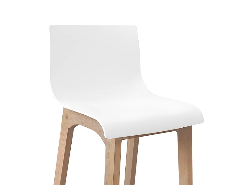 Conjunto de bancos altos de carvalho TANNA de 75 cm com assento de plástico branco