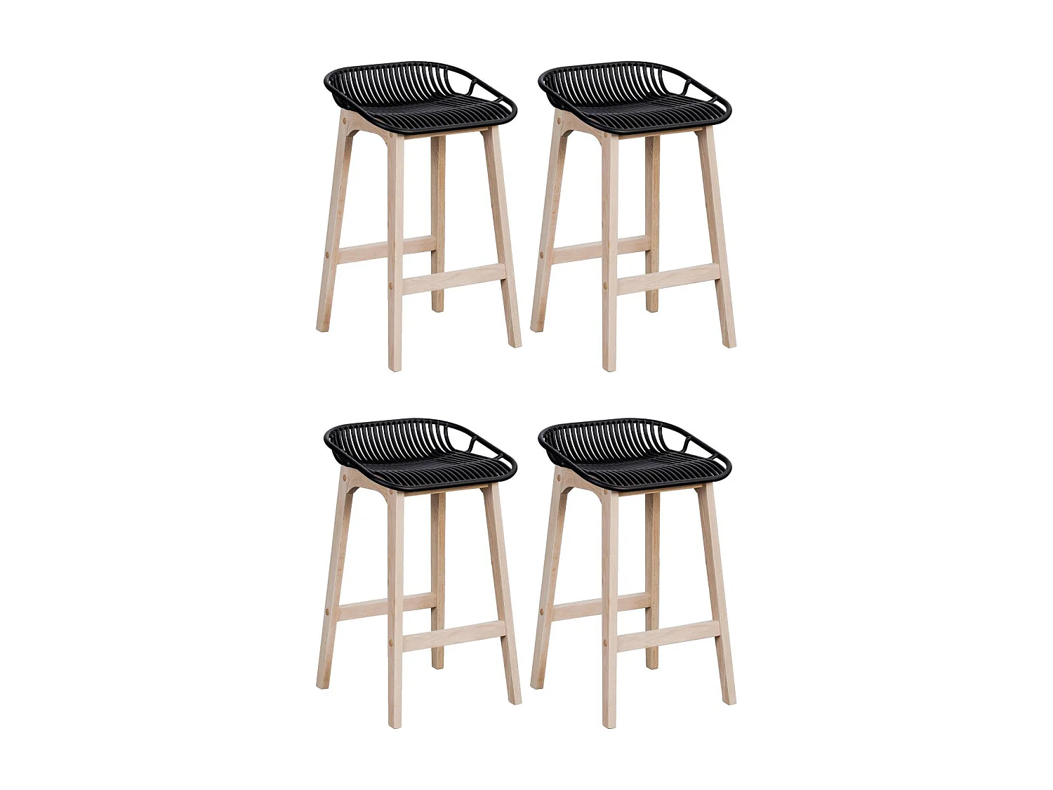 Set van 65 cm MALMO eikenhouten eiland- en barstoelen met kunststof zitting