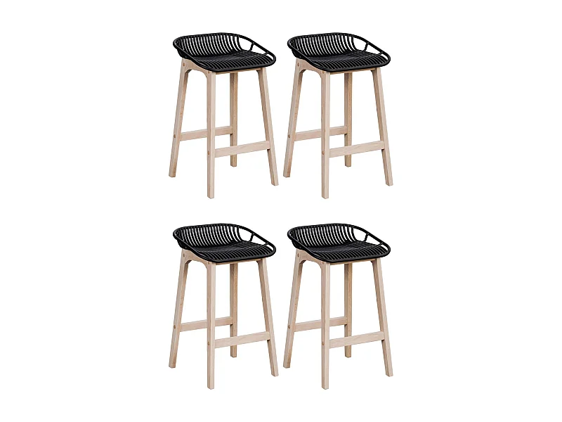 Set van 65 cm MALMO eikenhouten eiland- en barstoelen met kunststof zitting