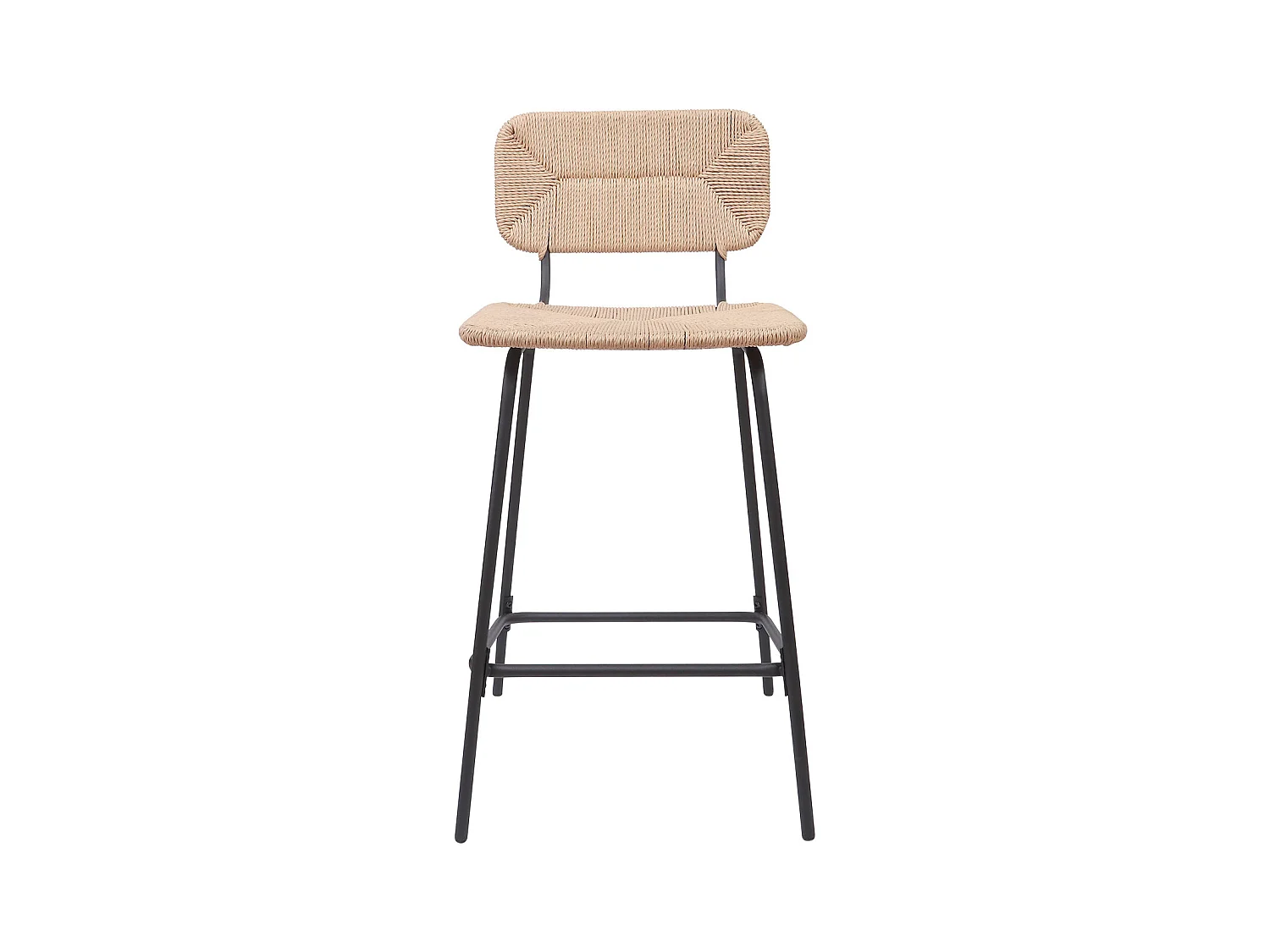 Set aus Metallinsel und Barhockern mit Rattansitz 65cm NEMA