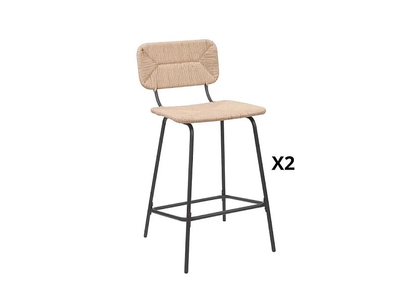 Zestaw metalowych krzeseł wyspowych i barowych z siedziskiem rattanowym 65 cm NEMA