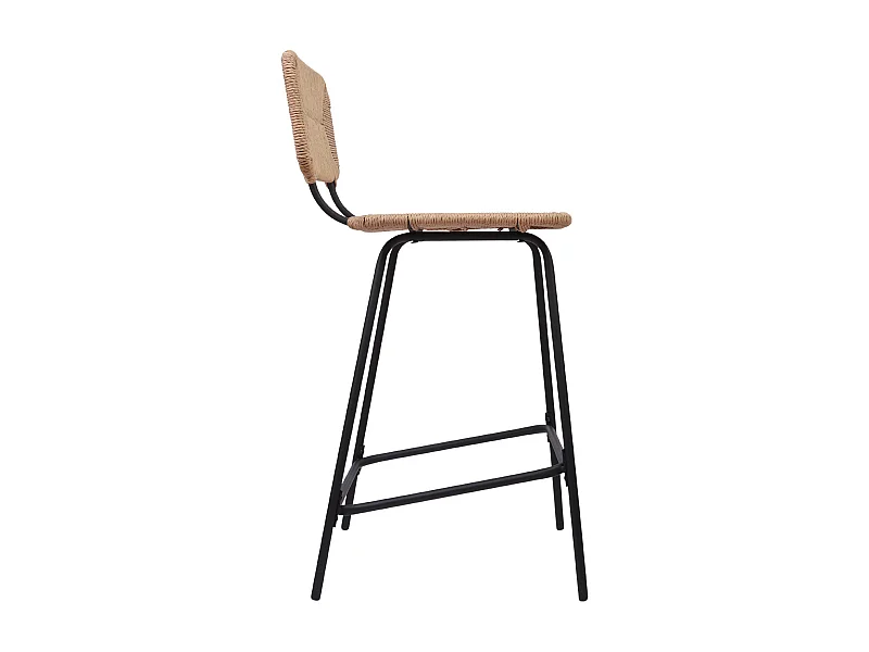 Lot de tabourets d'ilot et bar en métal et assise rotin H65cm