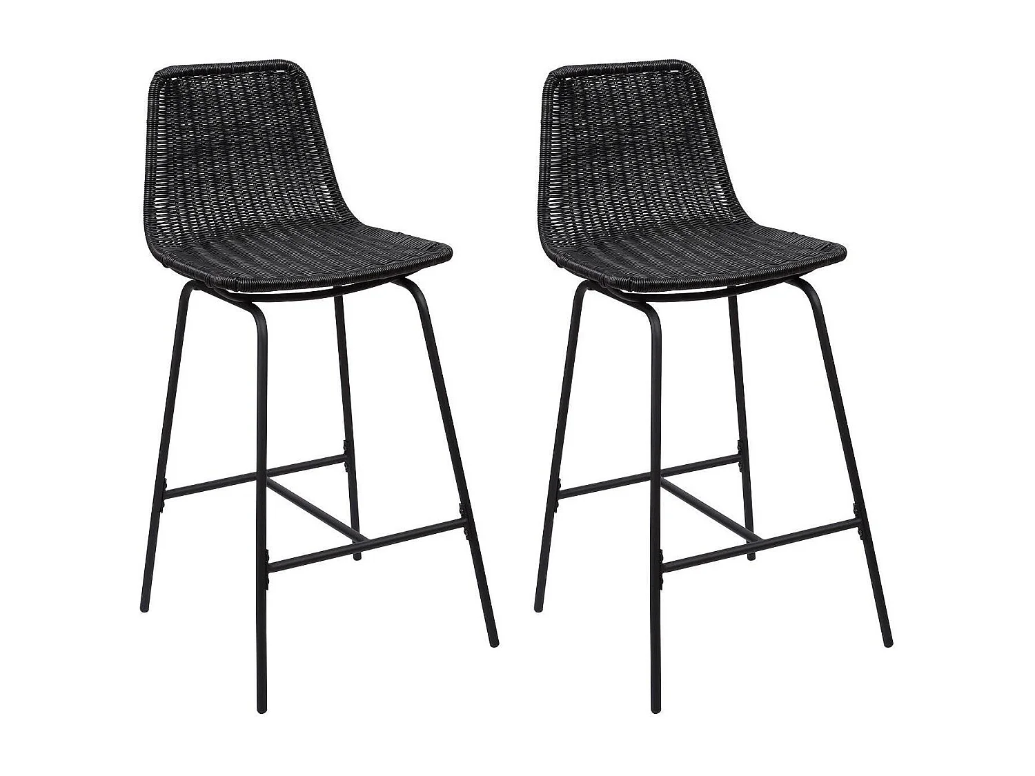 Barhocker-Set aus Metall und Inselhocker mit Rattansitz 65cm KUTA