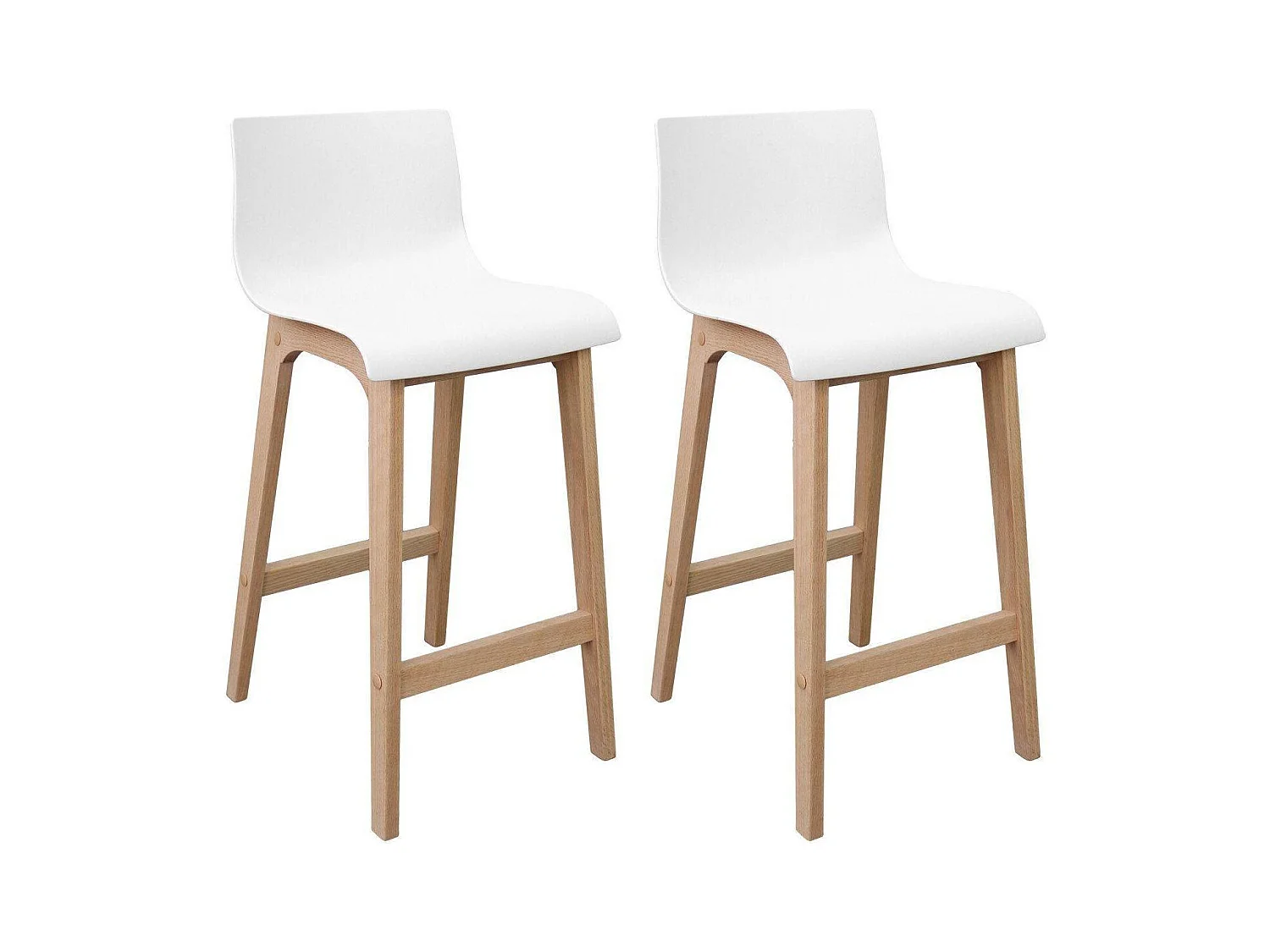 Lot de tabourets de bar et d'îlot en chêne et assise plastique H65cm