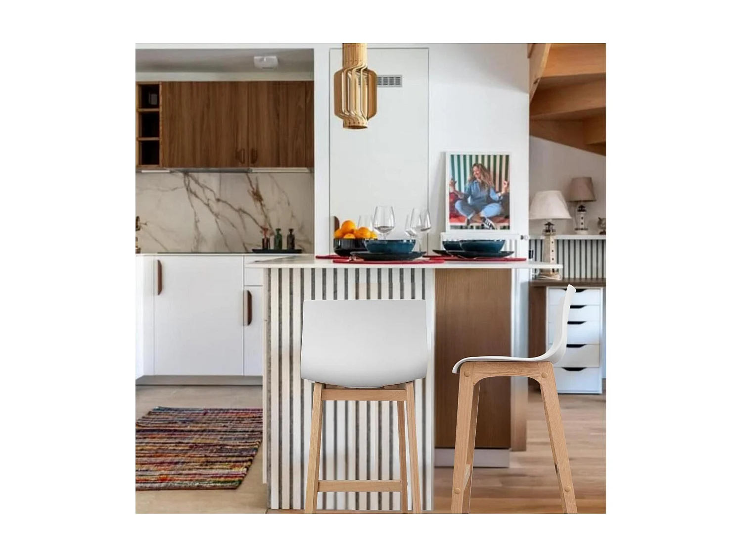 Set di sgabelli da bar in rovere TANNA da 65 cm