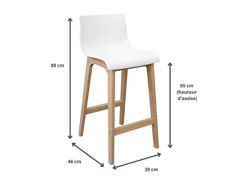 Conjunto de banquinhos de bar em carvalho 65cm TANNA