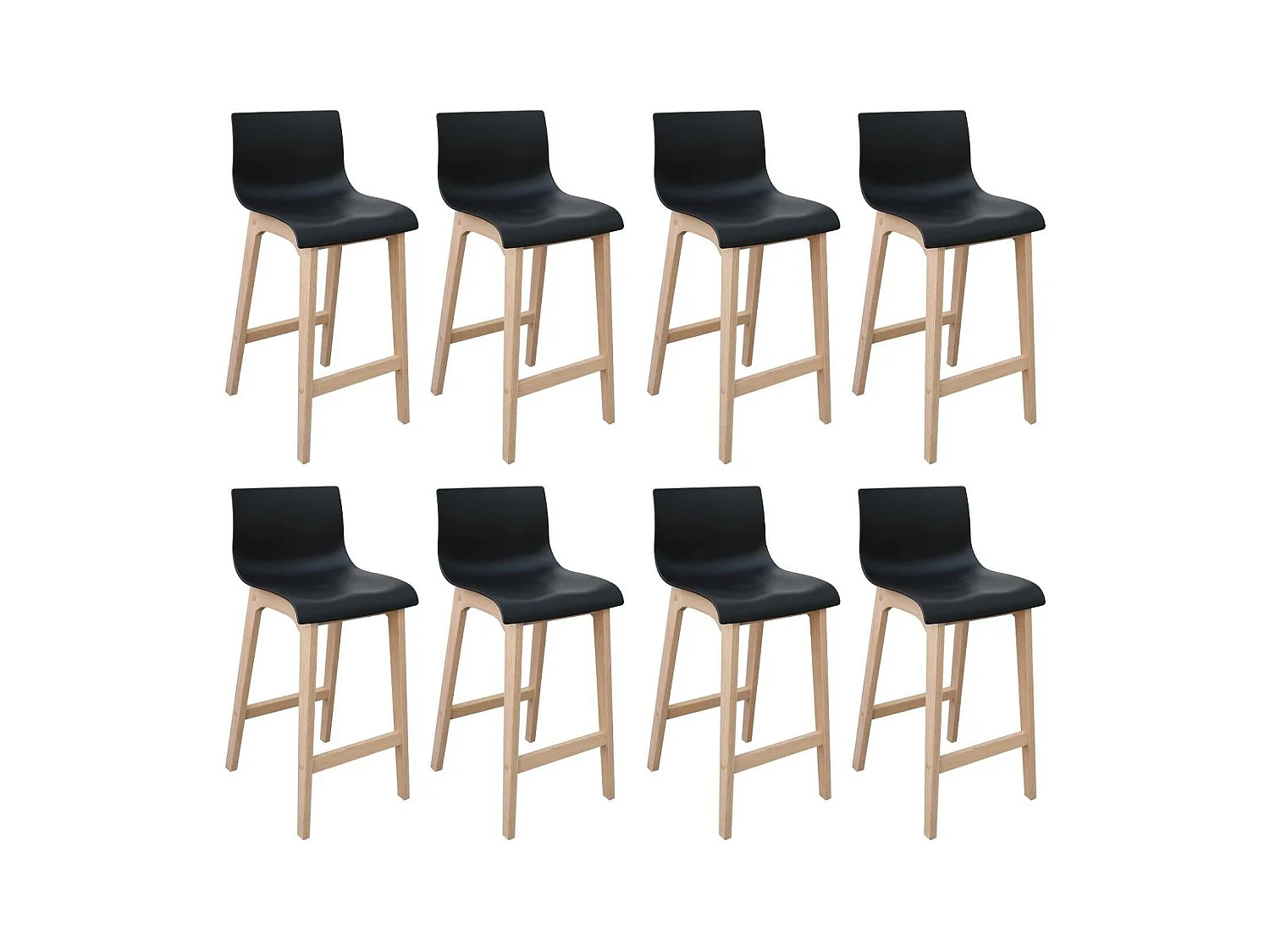 Lot de tabourets de bar et d'îlot en chêne et assise plastique H65cm