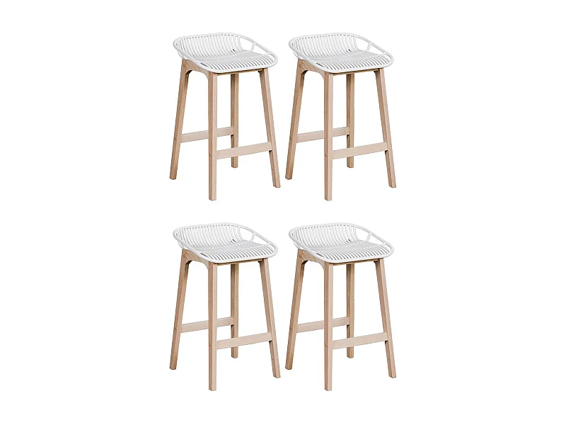 Set di sedie da bar e isola in rovere MALMO da 65 cm con seduta in plastica