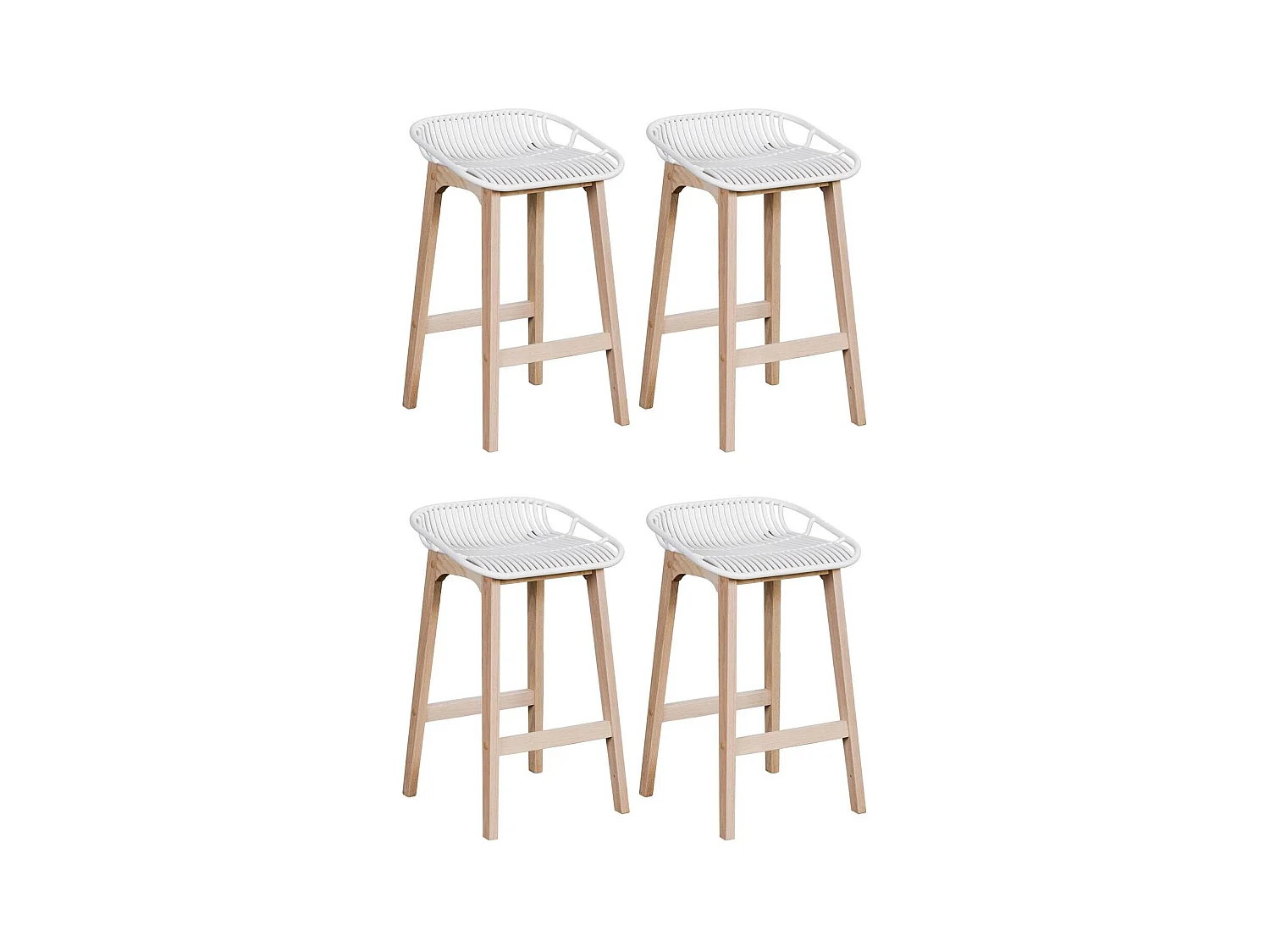 Set mit 65 cm großen Insel- und Barstühlen MALMO aus Eiche mit Kunststoffsitz