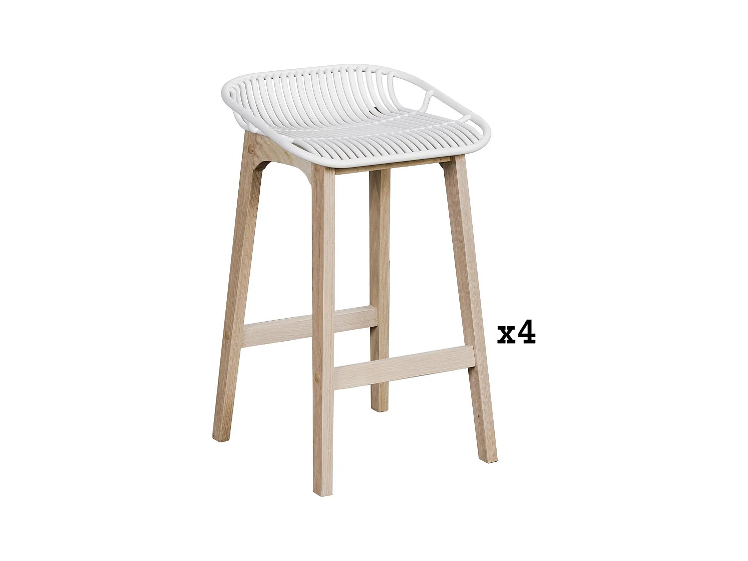 Set mit 65 cm großen Insel- und Barstühlen MALMO aus Eiche mit Kunststoffsitz