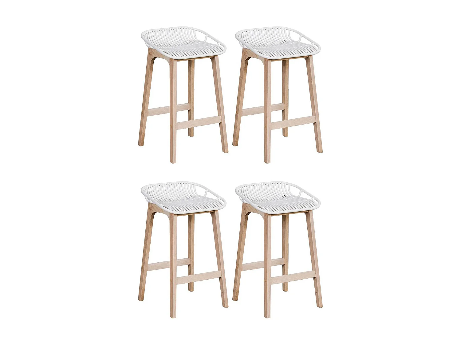 Set van 65 cm MALMO eikenhouten eiland- en barstoelen met kunststof zitting