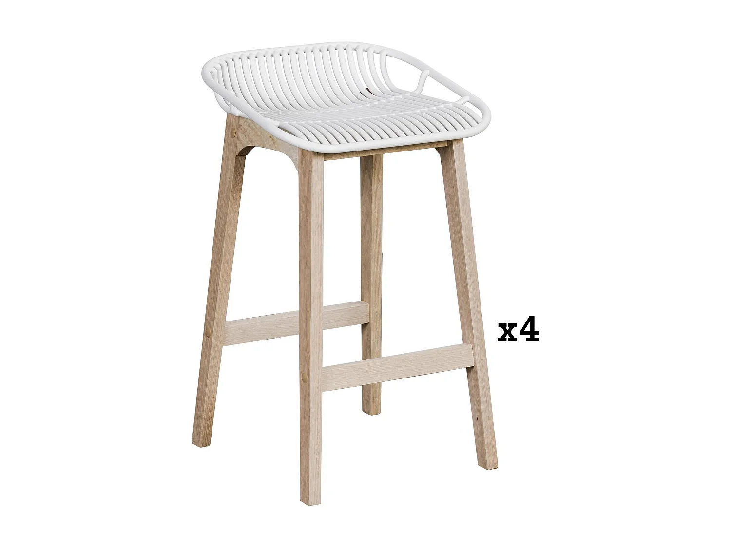 Set van 65 cm MALMO eikenhouten eiland- en barstoelen met kunststof zitting