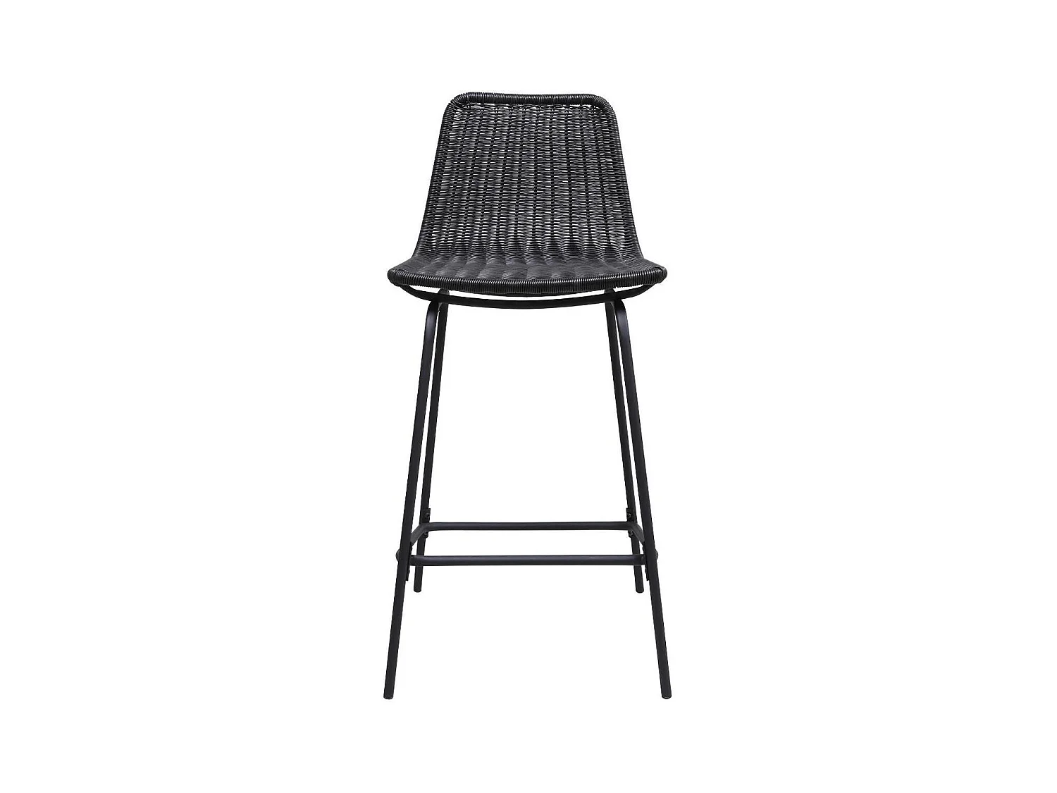 Set aus 65 cm BALI Metallinsel und Barhockern mit Rattansitz