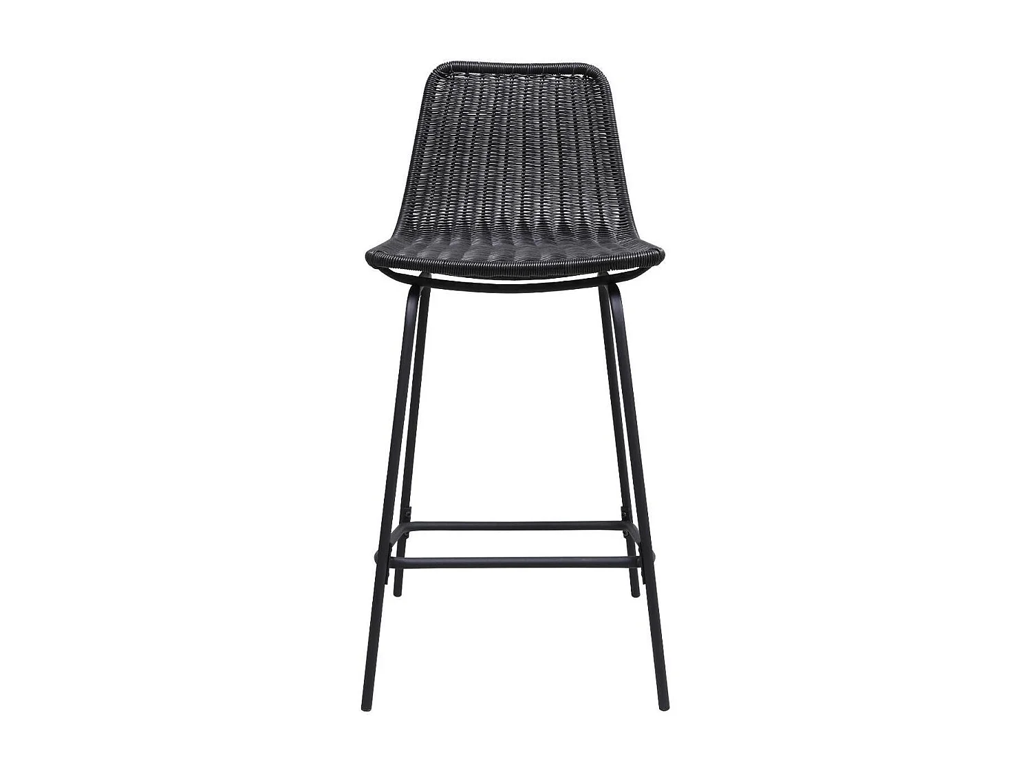 Set van 65 cm BALI metalen eiland en barkrukken met rotan zitting