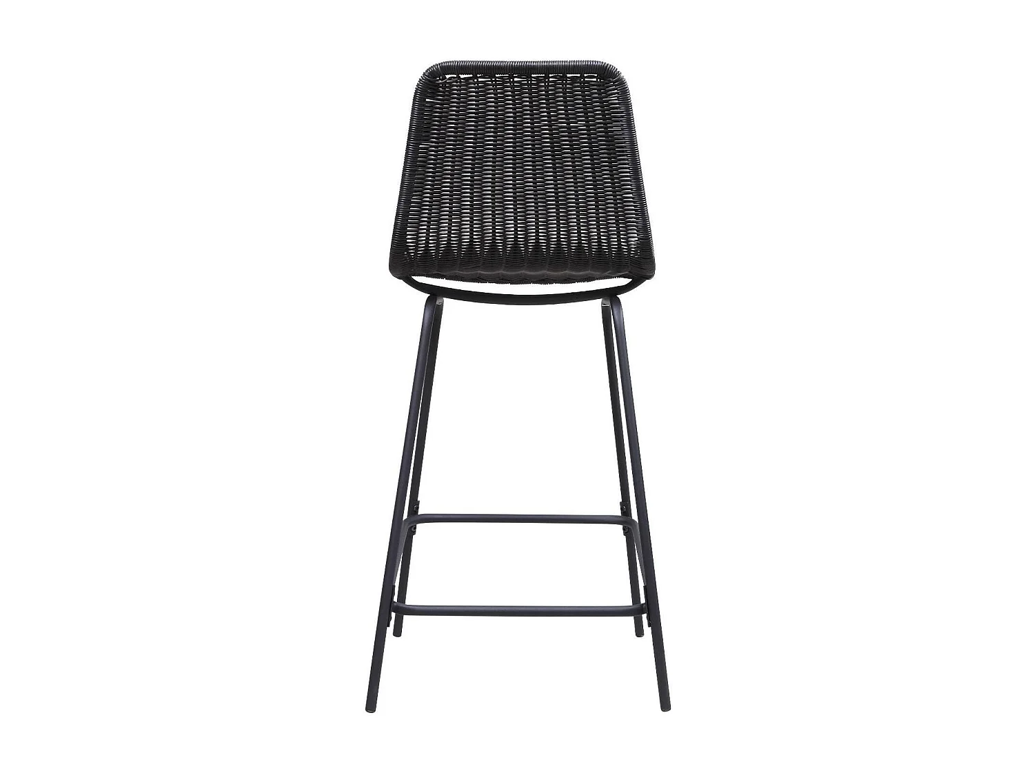 Set van 65 cm BALI metalen eiland en barkrukken met rotan zitting