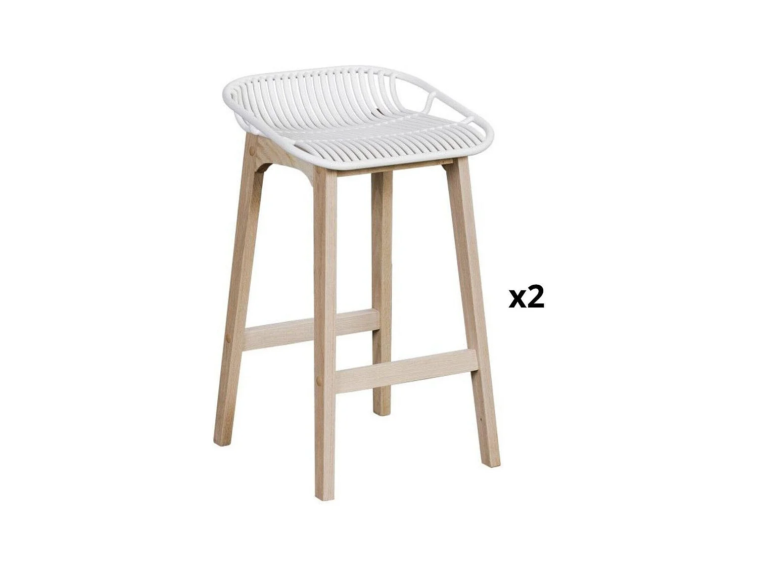 Set mit 65 cm großen Insel- und Barstühlen MALMO aus Eiche mit Kunststoffsitz