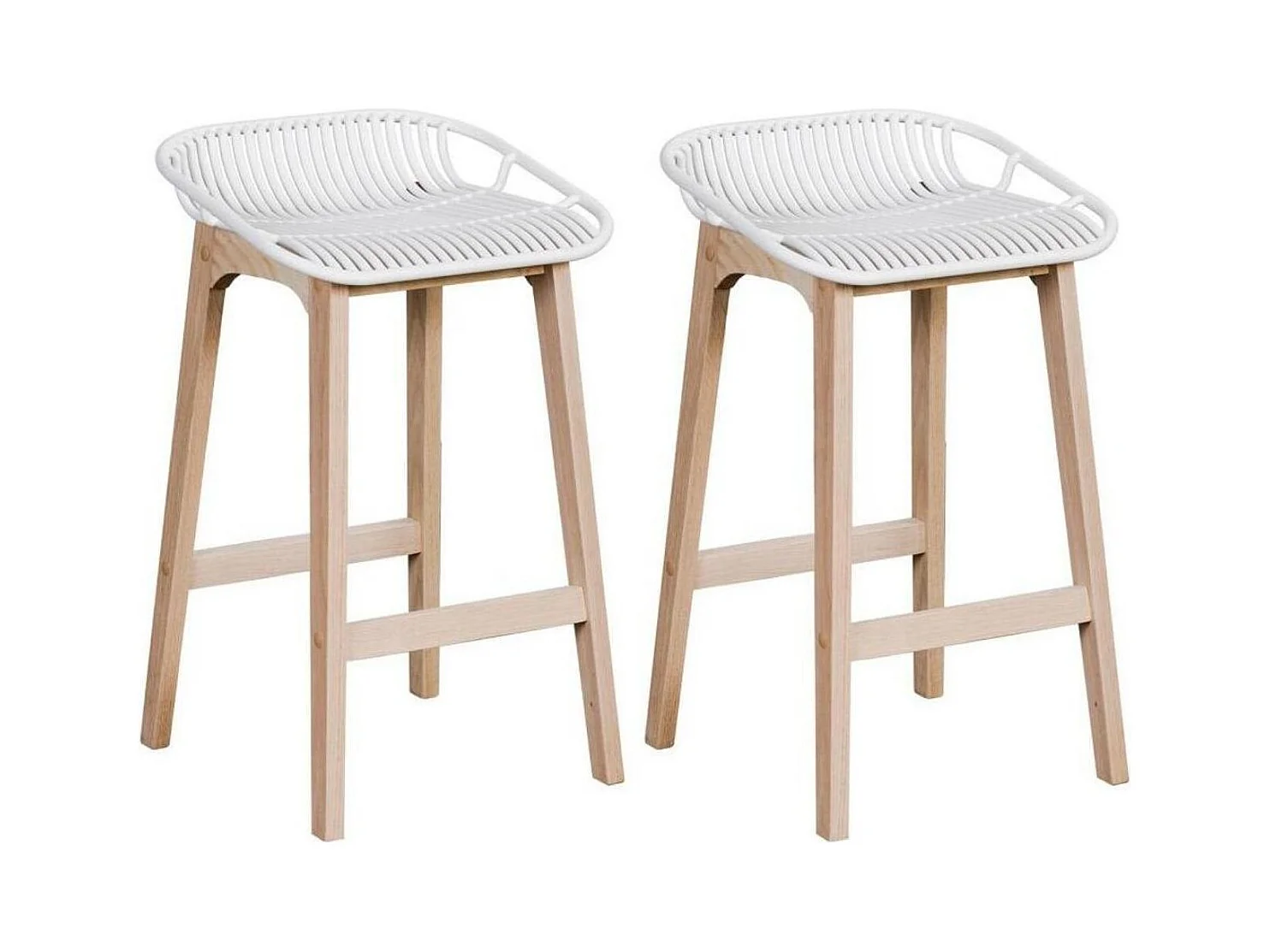 Conjunto de sillas de isla y bar MALMO de roble de 65 cm con asiento de plástico
